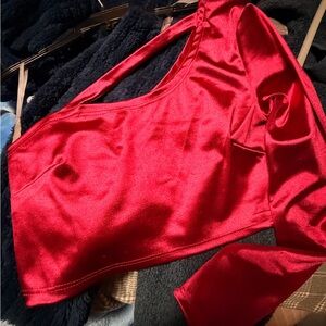 Red Satin Crop Top